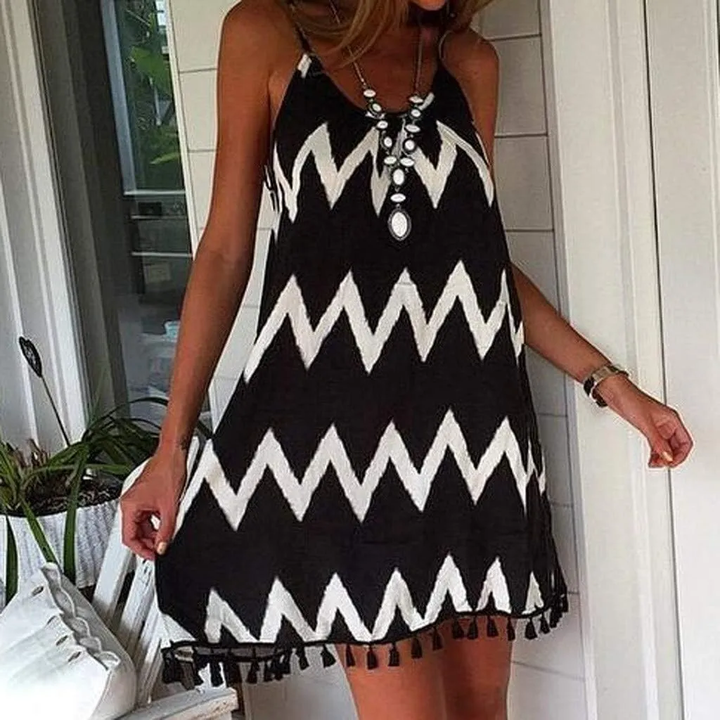Women's Summer Sleeveless Knotted Boho Floral Print V-Neck Tank Dress Spaghetti Strap Beach Flowy Midi Sun Dresses