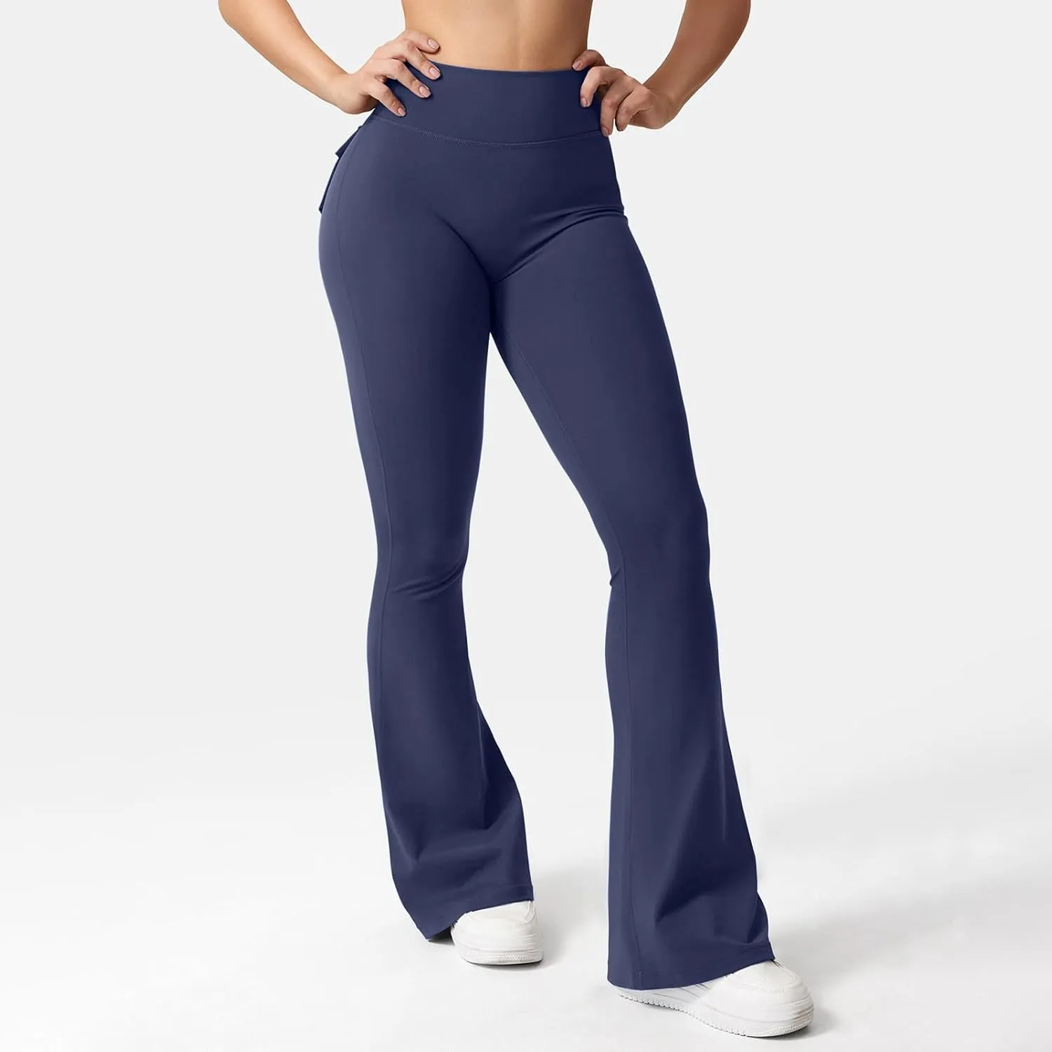 Women's Wide Leg Flare Pants High Waist Running Joggers Trendy Lounge Baggy Trousers with Pockets