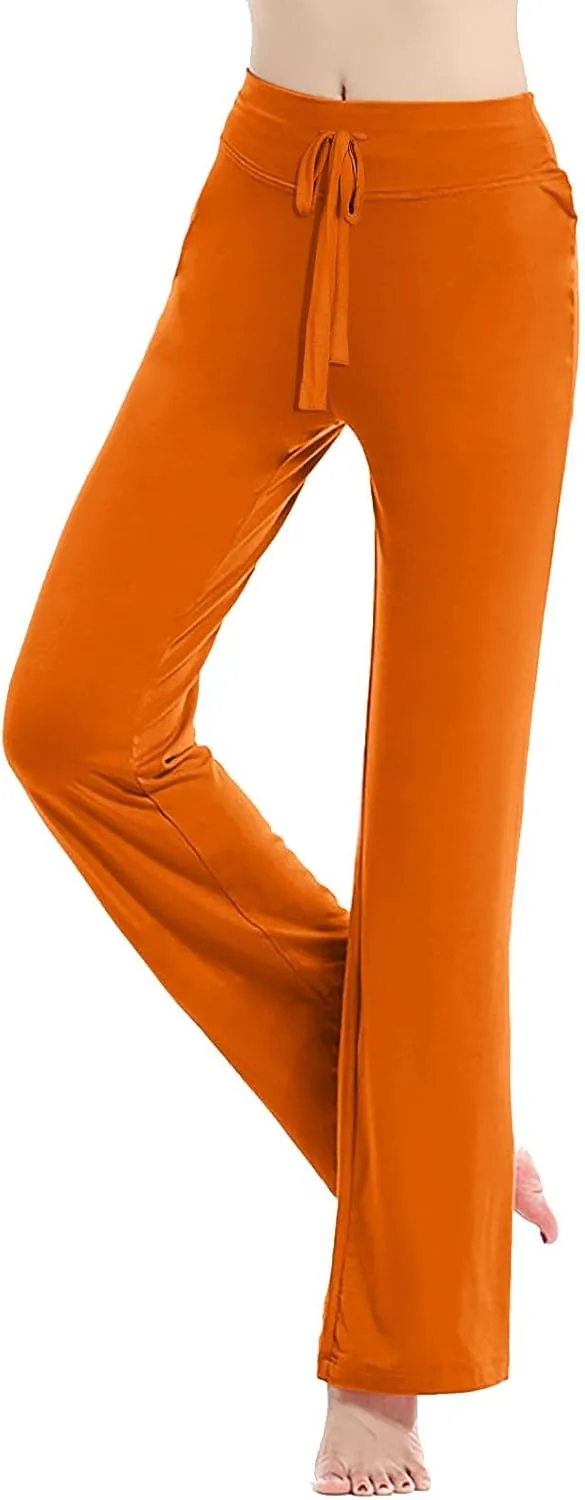 Womens Wide Leg Yoga Pants High Waist Tummy Control Loose Comfy Lounge Trousers Drawstring Workout Leggings