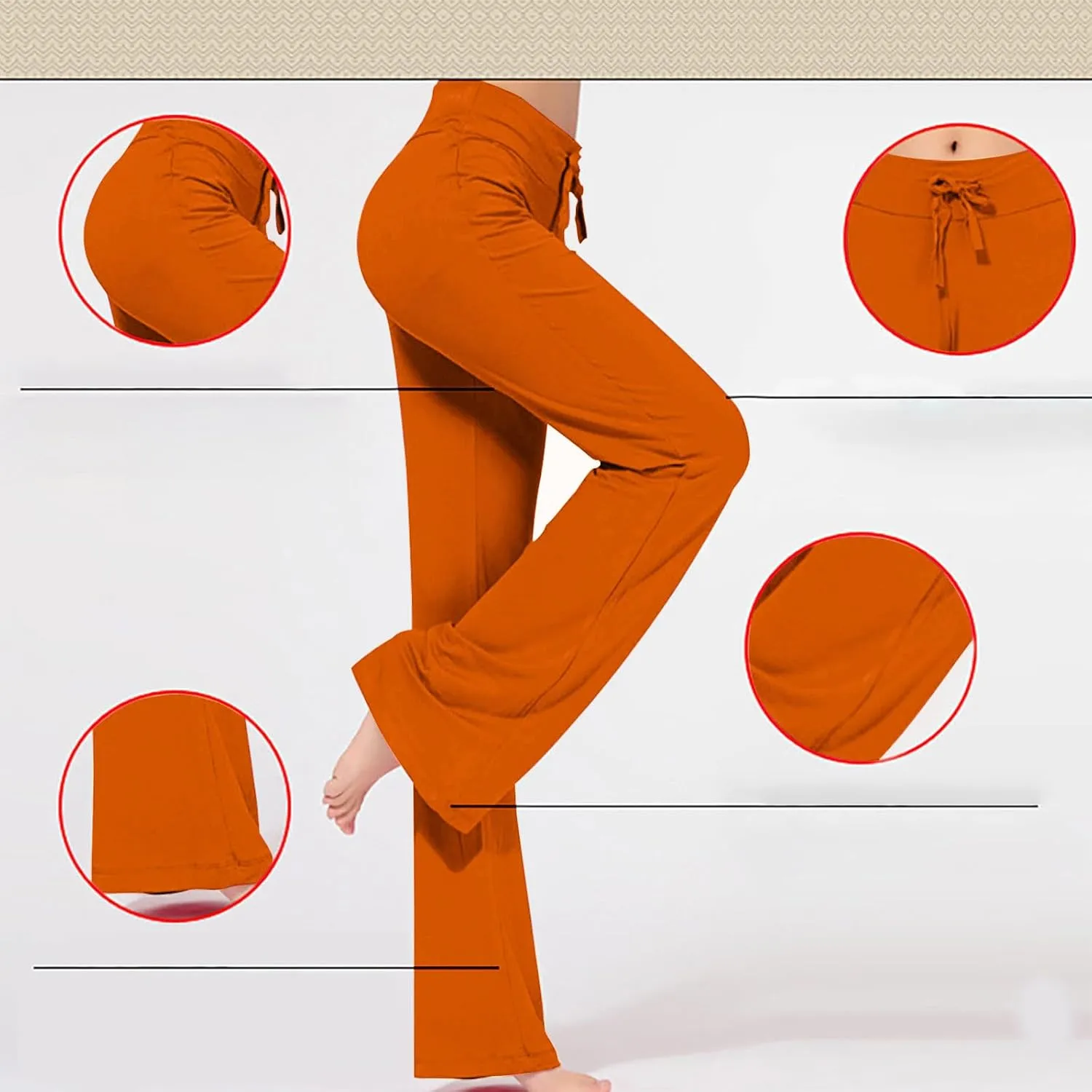 Womens Wide Leg Yoga Pants High Waist Tummy Control Loose Comfy Lounge Trousers Drawstring Workout Leggings