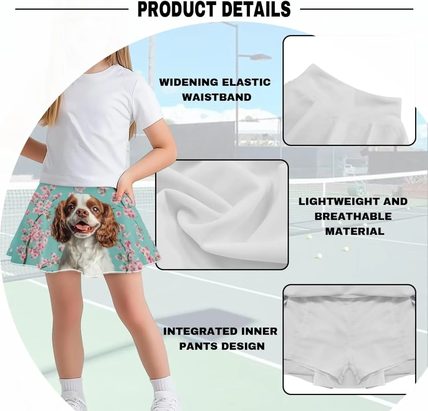 Xpyiqun Tennis Skorts for Girls 5-14 Pleated Athletic Skirt Mini Skirts Summer Quick Dry