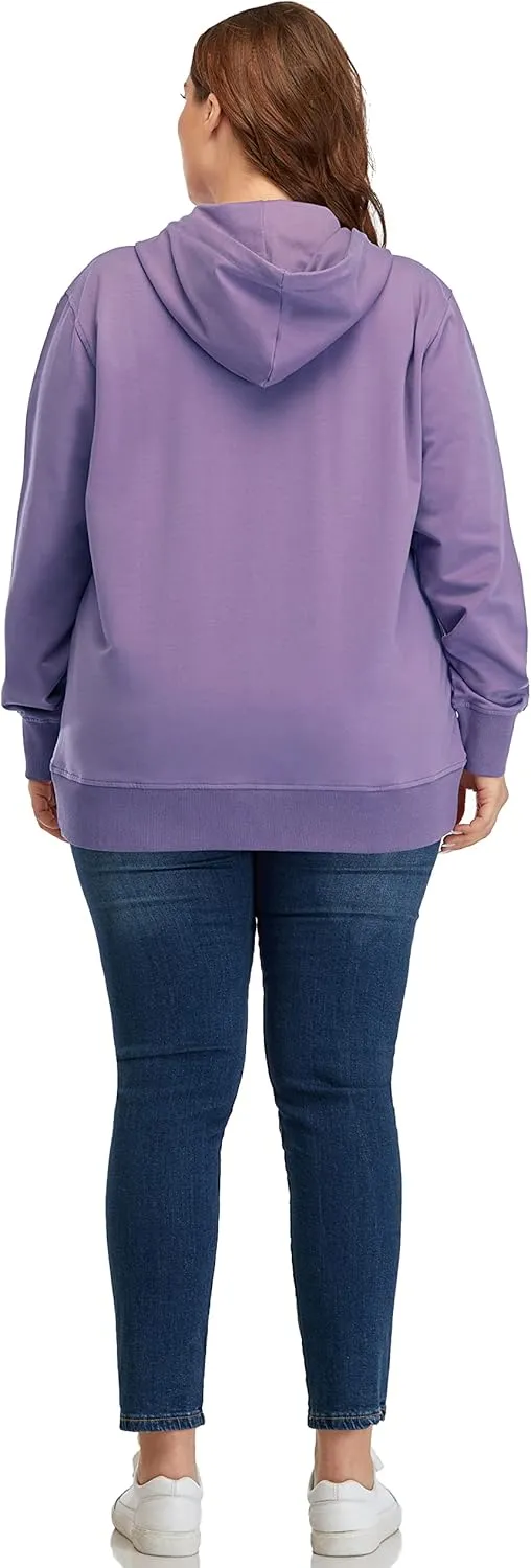 ZERDOCEAN Women's Plus Size Full Zip-Up Hoodie Jacket Cotton Sweatshirt