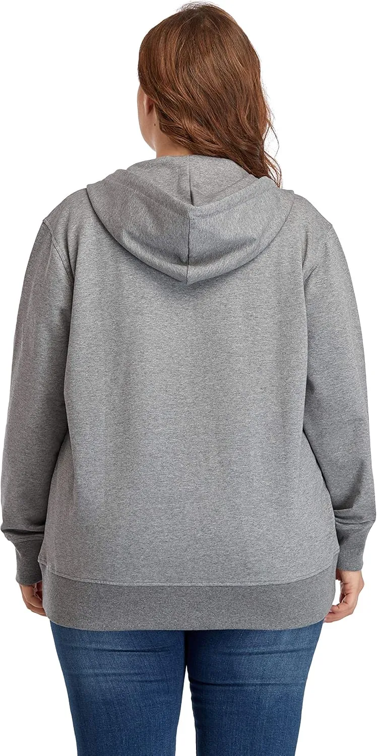 ZERDOCEAN Women's Plus Size Full Zip-Up Hoodie Jacket Cotton Sweatshirt