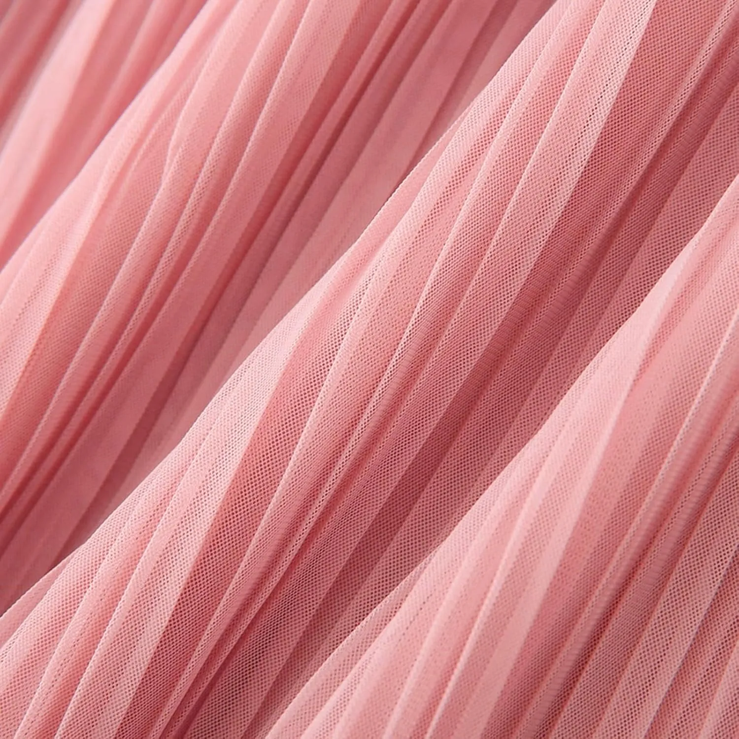 ZUNW Girls Mesh Pleated Skirt Elastic High Waist A-Line Swing Tulle Midi Skirt for Girl 6-14 Years
